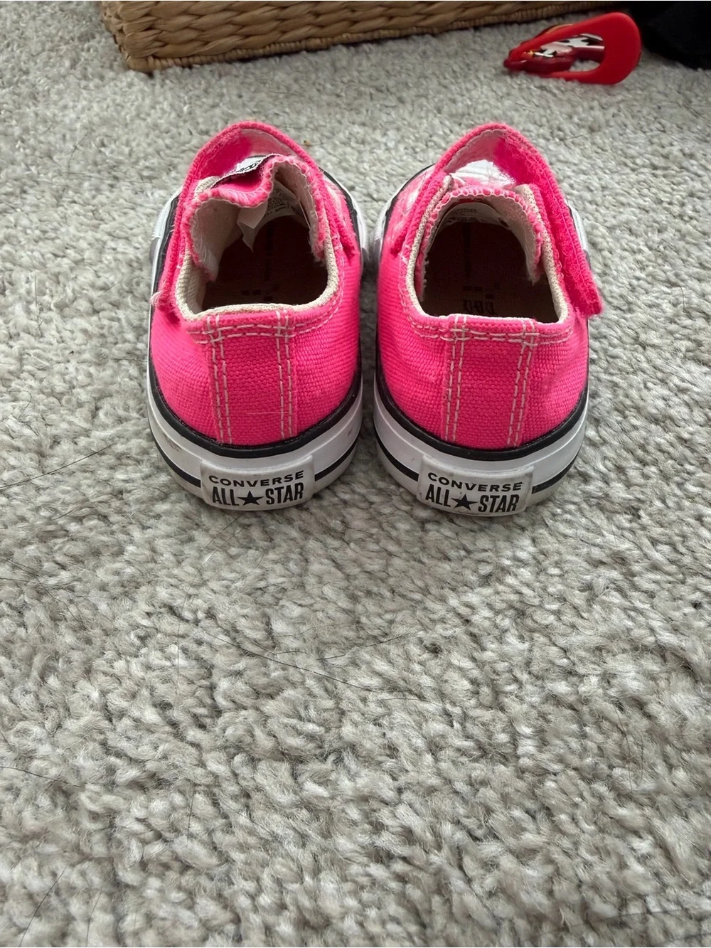Converse Kids Hot Pink Canvas Low-Top Sneakers with Velcro